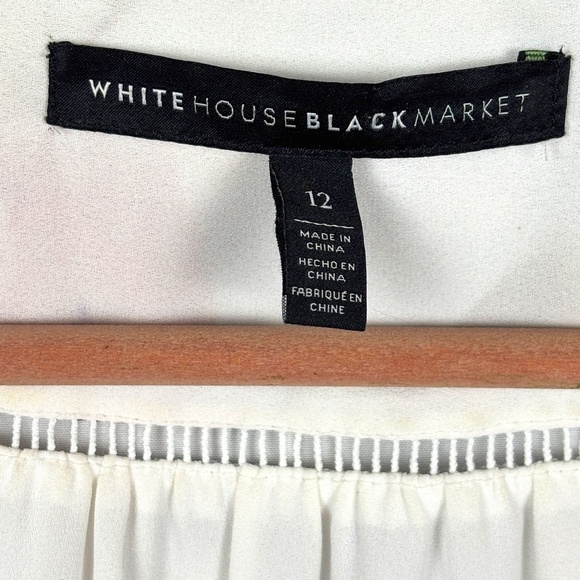 White House Black Market Women Long Split Sleeve Blouse Sz 12 Romantic Date - Picture 8 of 13